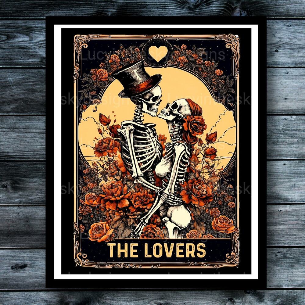 The Lovers Tarot Card Magical Wall Decor Retro Vintage Anatomy Gothic Art